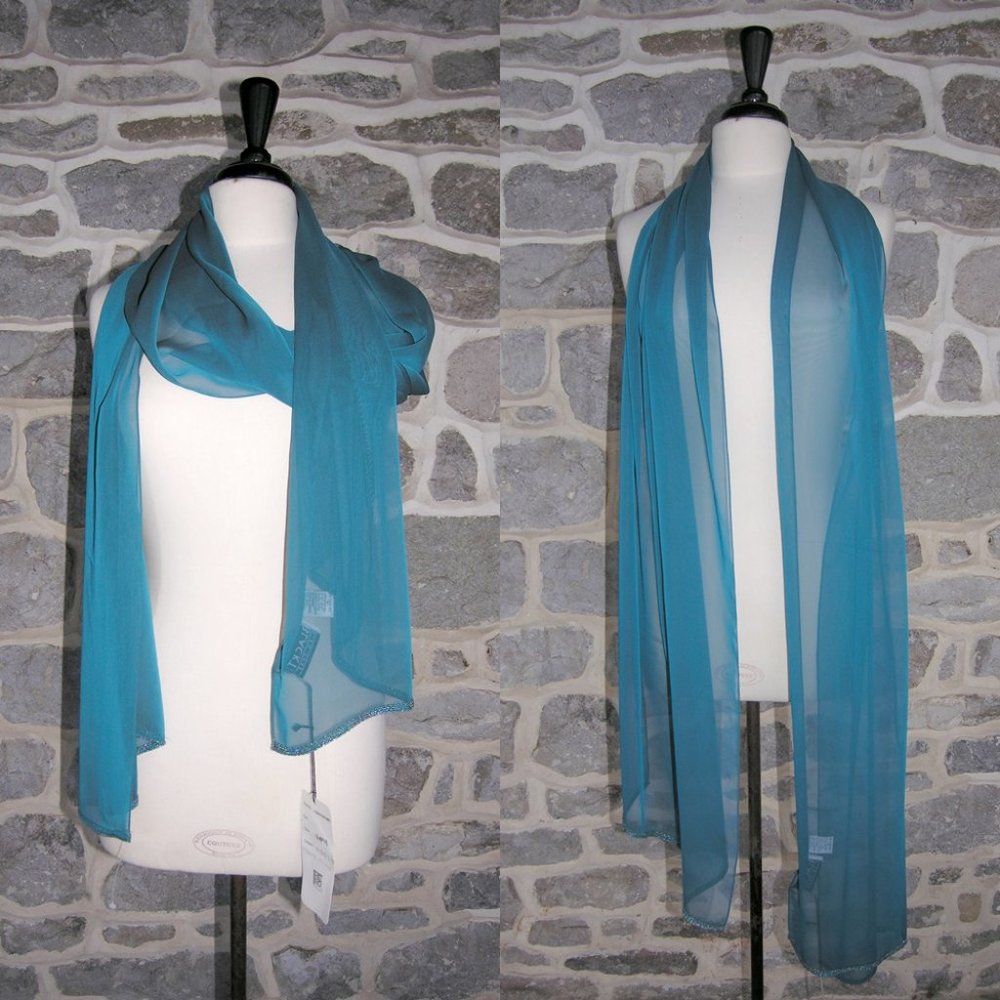 New Oleg Cassini HUGE long glass Beaded Scarf
